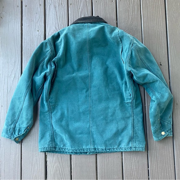 Vtg 90s Carhartt CB1043 Detroit Jacket Chore Coat Blanket Lined Distressed M - Picture 10 of 16